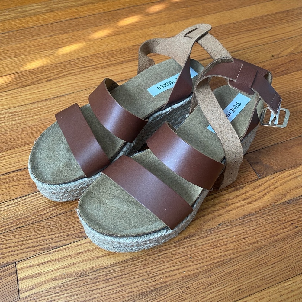 Steve Madden Brown Strappy Platform Sandals/Heels